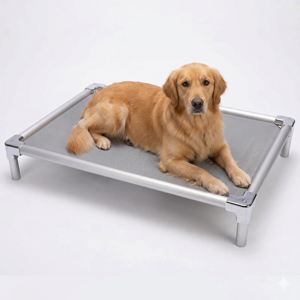 מיטת אלומיניום אורתופדית לכלב גולדן רטריבר אוהב מים